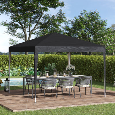 Outsunny 3 x 3M Garden Pop Up Gazebo Height Adjustable Marquee Party Tent Wedding Canopy with Carrying Bag, Black 