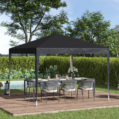 Outsunny 3 x 3M Garden Pop Up Gazebo Height Adjustable Marquee Party Tent Wedding Canopy with Carrying Bag, Black 