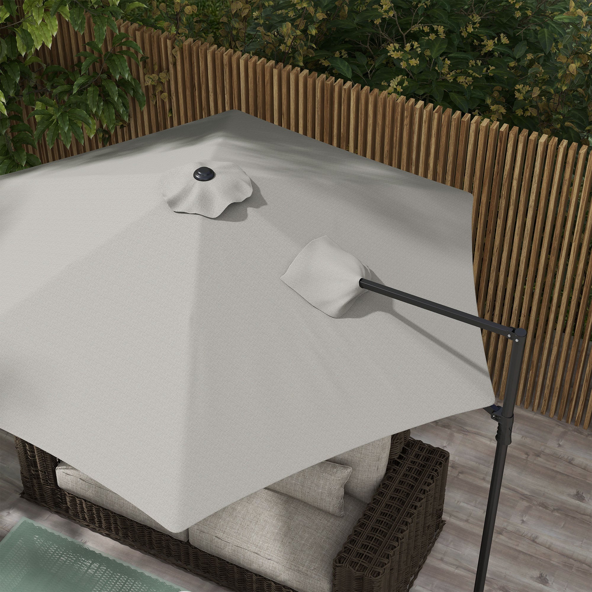 Outsunny 2.5m Rotating Cantilever Parasol - Light Grey 