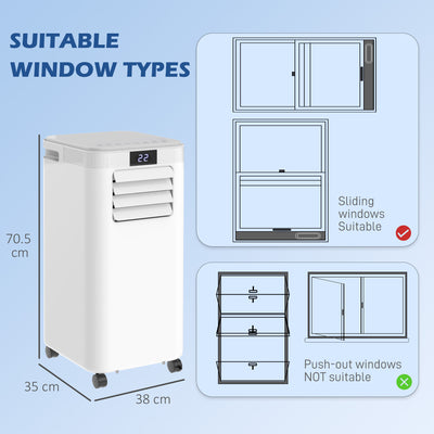HOMCOM 8000 BTU Air Conditioning Unit, 3-in-1 Portable Air Conditioner, Dehumidifier, Cooling Fan with Remote Control, Digital Display, 2 Speeds, 24H Timer, Window Venting Kit, 18m² 
