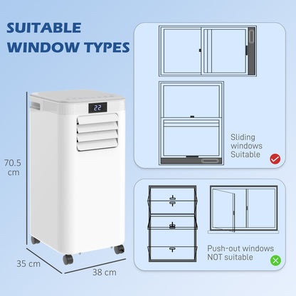 HOMCOM 8000 BTU Air Conditioning Unit, 3-in-1 Portable Air Conditioner, Dehumidifier, Cooling Fan with Remote Control, Digital Display, 2 Speeds, 24H Timer, Window Venting Kit, 18m² 