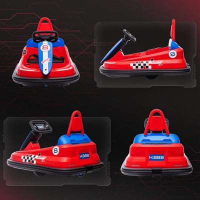 HOMCOM 6V Electric Kids Bumper Car, 6V Spin Waltz Car, with Music, Horn, Lights - Red 