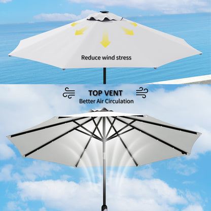 Outsunny 3 m Replacement Parasol Canopy with Top Vent, UPF 50+ Garden Parasol Replacement Canopy, 8 Rib Parasol Cover Replacement Fits Various Frames, Cream 