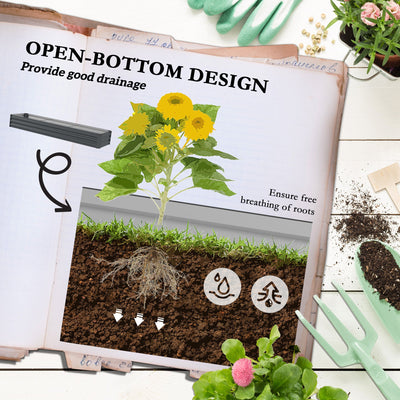 Outsunny 60 x 240cm Galvanised Steel Planter, with Open Bottom 