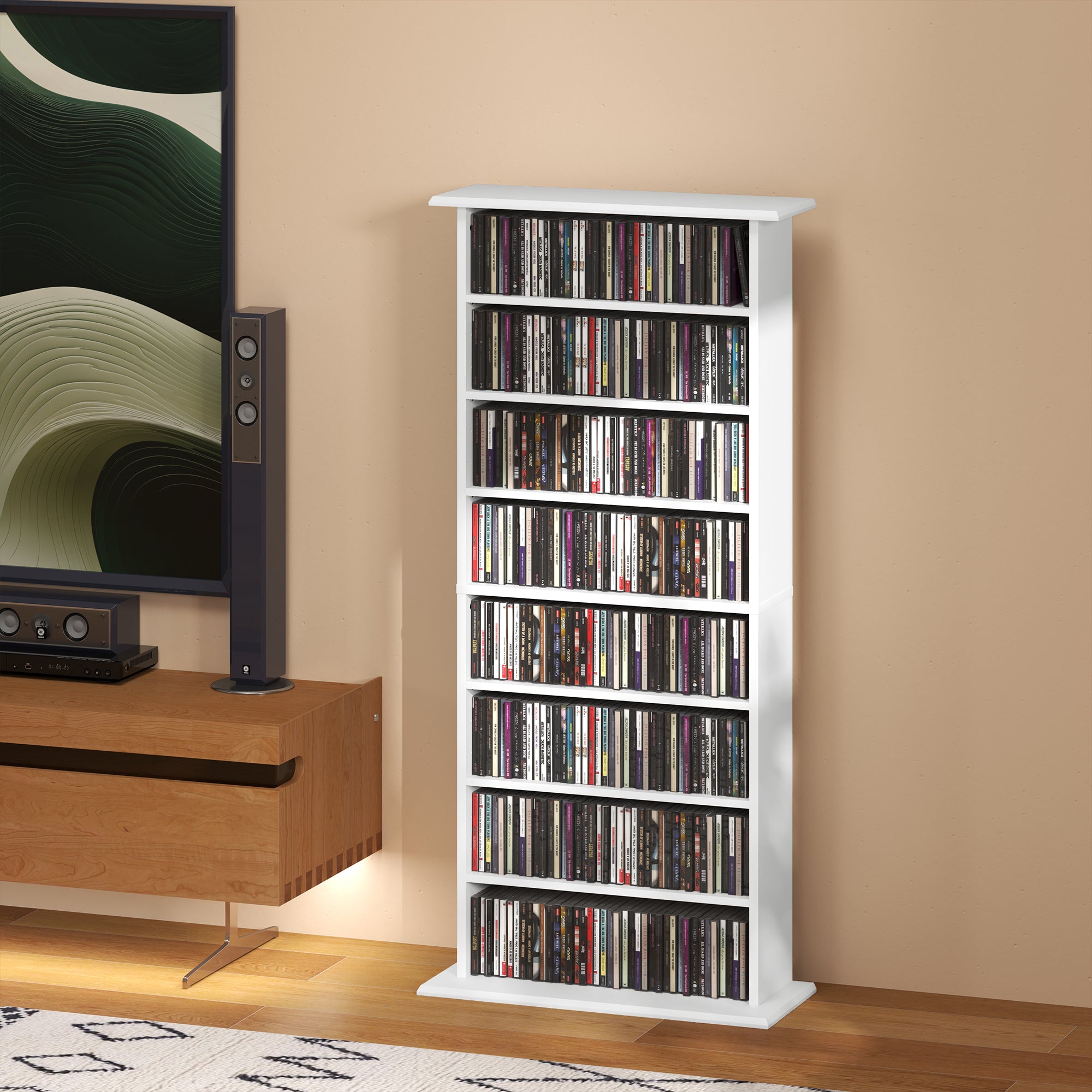 HOMCOM 360 CD/185 DVD/185 Blu-ray Storage Unit - White
