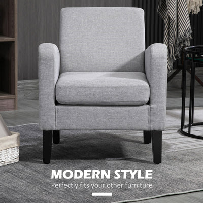 HOMCOM Linen-Look Boxy Armchair - Light Grey 