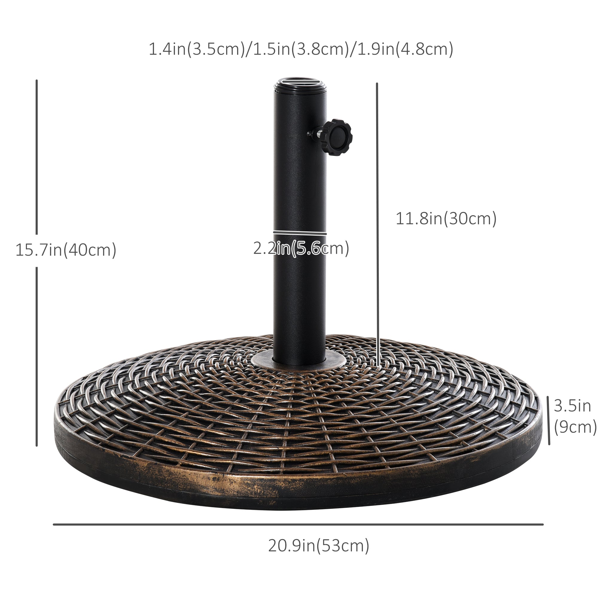 Outsunny 25 kg Plastic and Cement Rattan Pattern Parasol Base - Antique Bronze 