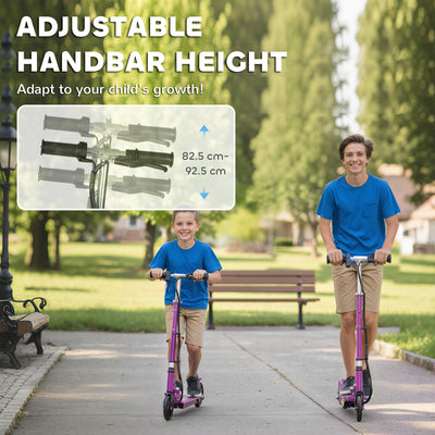 HOMCOM Foldable Electric Kids Scooter, Ride-on for Ages 7-14 Years, Purple 