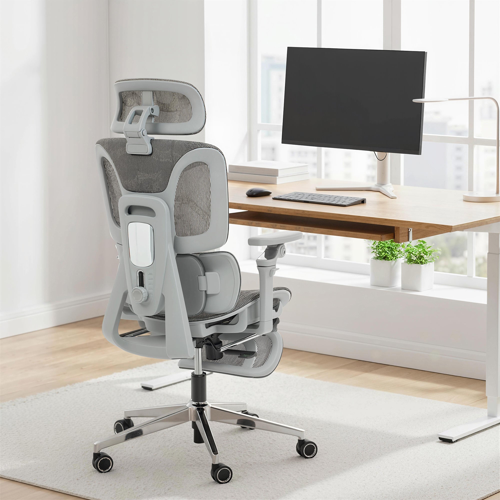 HOMCOM Ergonomic Office Chair, High Back Mesh Desk Chair, Grey 