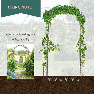 Outsunny Metal Garden Arch Trellis, Decorative Arbour Archway for Walkway Path Ceremony Wedding Party, 120 x 30 x 226cm 