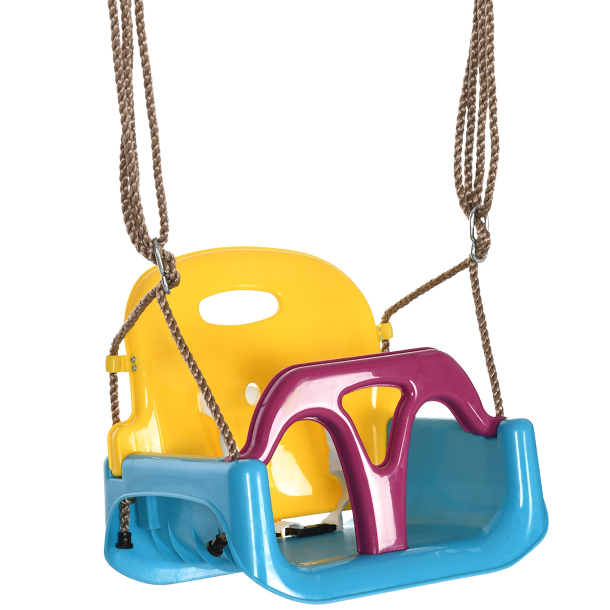 Outsunny 3 in 1 Detachable Kids Swing Seat with Seatbelt, Adjustable Rope for Indoor, Outdoor, Light Blue 