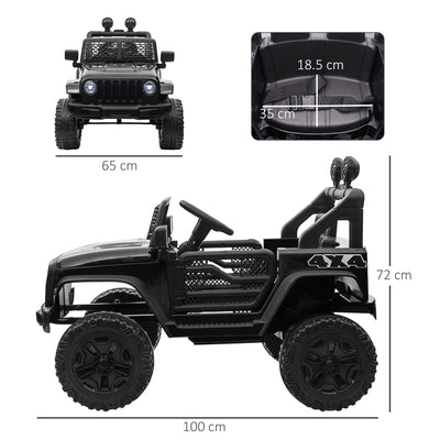 HOMCOM Kids Electric Ride On Car 12V Off Road Toy with Parental Remote Control 2 Motors Horn Lights Suspension Wheels for 3-6 Years Old Black 
