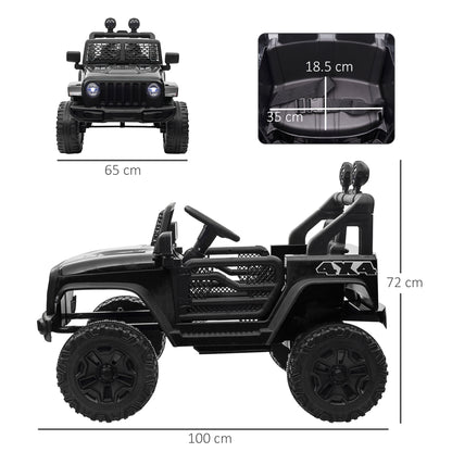 HOMCOM Kids Electric Ride On Car 12V Off Road Toy with Parental Remote Control 2 Motors Horn Lights Suspension Wheels for 3-6 Years Old Black 