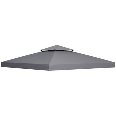 Outsunny 3(m) Gazebo Top Cover Double Tier Canopy Replacement Pavilion Roof Deep Grey 