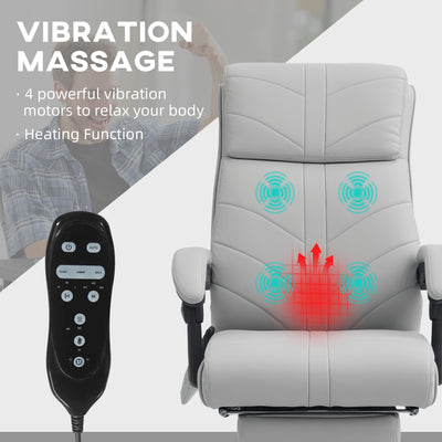 Vinsetto Faux Leather Massage Office Chair - Light Grey 