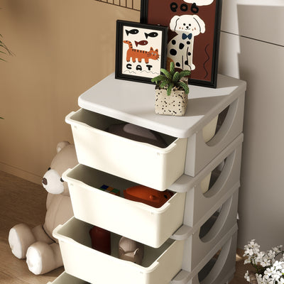 HOMCOM Four-Tier Kids Storage Boxes, with Four Drawers - White 