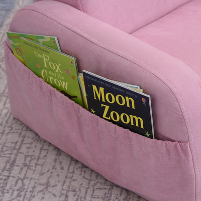 HOMCOM 2-in-1 Kids Armchair, Toddler Sofa Bed, with Wood Frame, for Bedroom, Playroom - Pink 