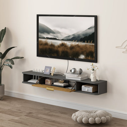 HOMCOM 140 cm Floating TV Stand with Storage - Charcoal Grey 