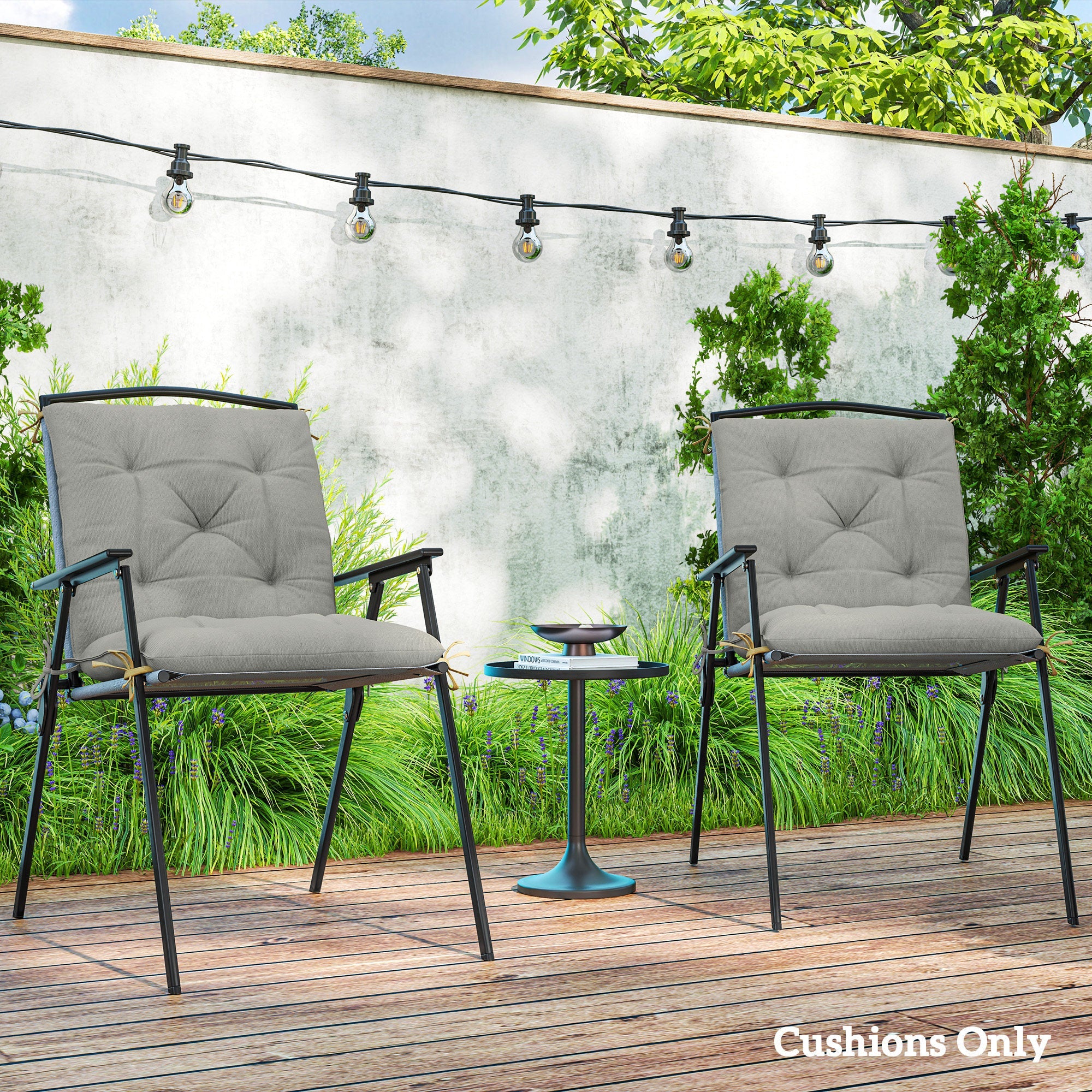 Outsunny Set of Two Outdoor Seat Cushions - Light Grey 
