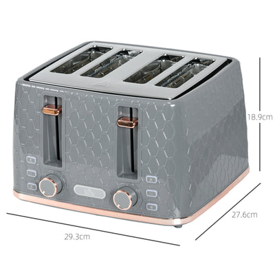 HOMCOM Four-Slice Honeycomb Toaster - Grey 
