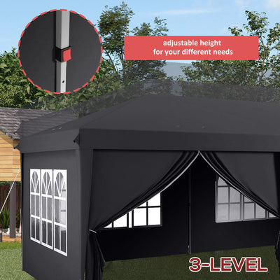 Outsunny 3 x 6m Pop-Up Gazebo, with Curtain Walls and Windows - Grey 