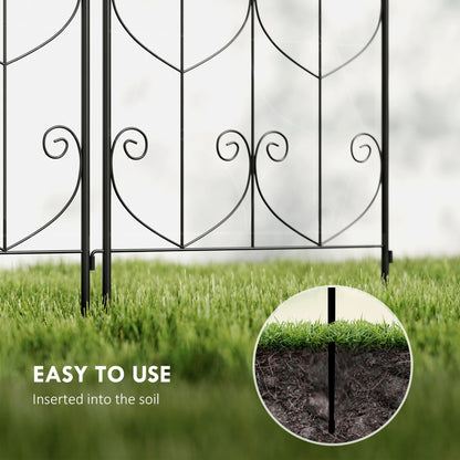 Outsunny Set of 2 Garden Trellis, Metal Fence Panels for Climbing Outdoor Plants, Flowers, 150 x 50cm 