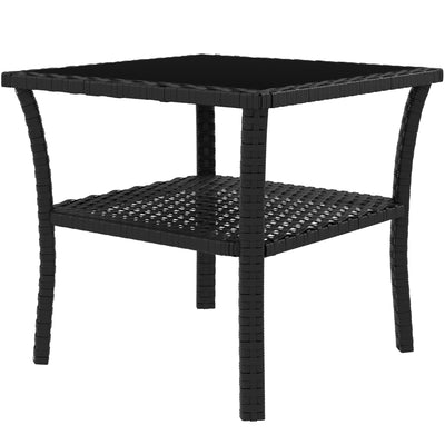 Outsunny Two-tier PE Rattan Square Coffee Table - Black 