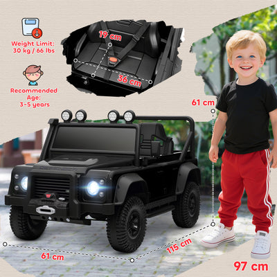 AIYAPLAY Kids Ride On Car with Remote Control, Music, Horn, 4 Spring Suspension Wheels, LED Lights for 3-5 Years Old, Black 