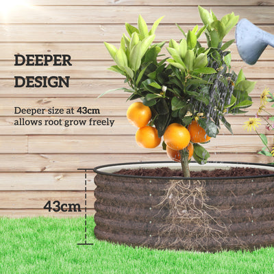 Outsunny Galvanised Raised Garden Bed with Safety Edging, Outdoor Raised Planter Box with Gloves, 120 x 120 x 43cm, Cream White 