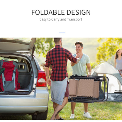 Outsunny Zero Gravity Chair Set of 2, Metal Frame Texteline Armchair Outdoor Folding and Reclining Sun Lounger with Head Pillow for Patio Decking Gardens Camping, Beige