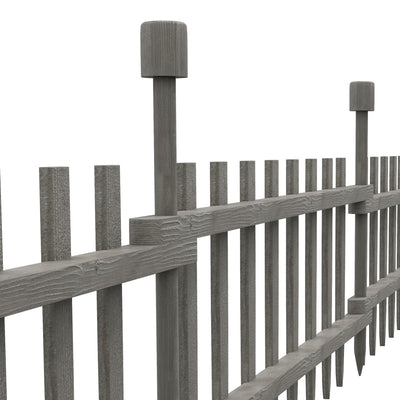 Outsunny 4PCs Wooden Garden Fencing Landscape Edging, Grey 