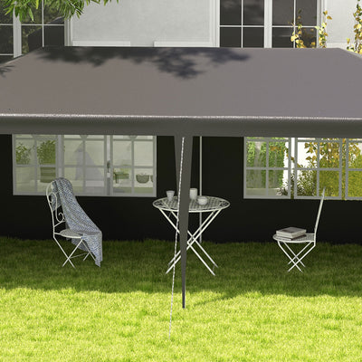 Outsunny 6 x 3 m Party Tent Gazebo Marquee Outdoor Patio Canopy Shelter with Windows and Side Panels Dark Grey 