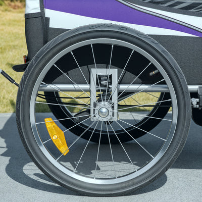 HOMCOM Baby Bike Trailer with 5 Point Harness, Steel Frame, Reflectors, Safety Flag, Hitch Coupler, Purple 
