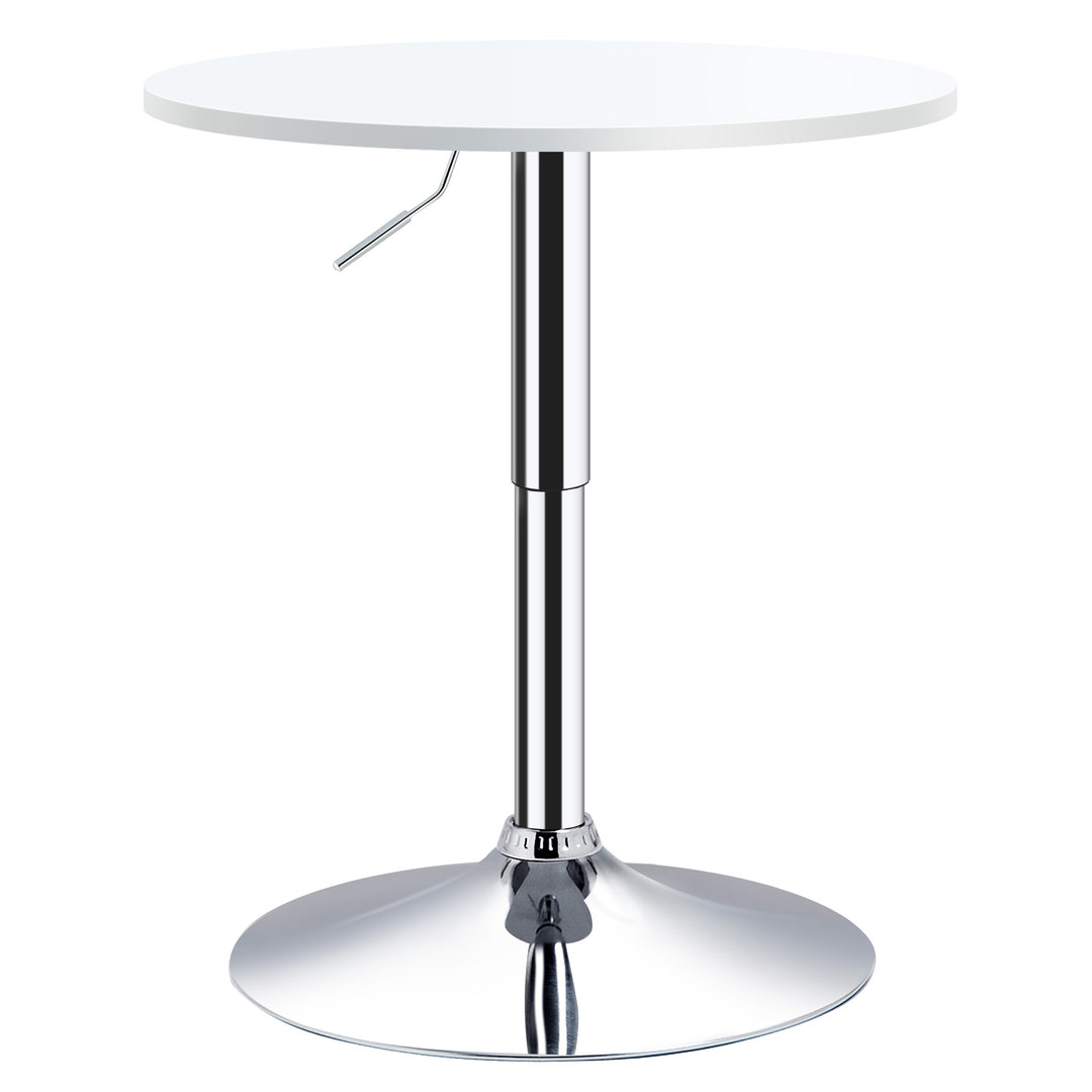 HOMCOM Bar Table Φ60cm Adjustable Height Round Bistro Table w/ Swivel Top Metal Frame Counter Surface Stylish Kitchen Conservatory White 