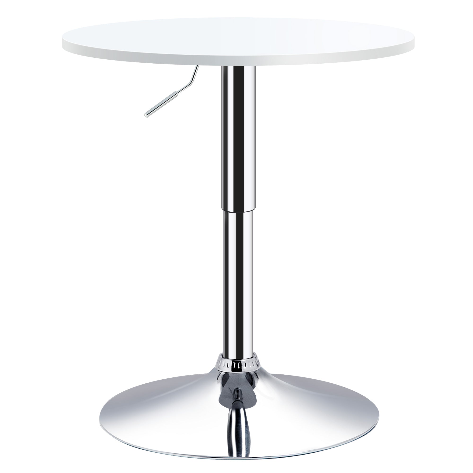 HOMCOM Bar Table Φ60cm Adjustable Height Round Bistro Table w/ Swivel Top Metal Frame Counter Surface Stylish Kitchen Conservatory White 