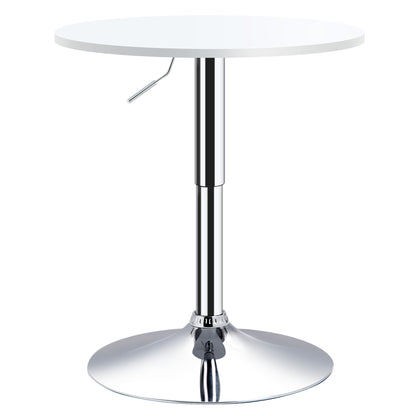 HOMCOM Bar Table Φ60cm Adjustable Height Round Bistro Table w/ Swivel Top Metal Frame Counter Surface Stylish Kitchen Conservatory White 