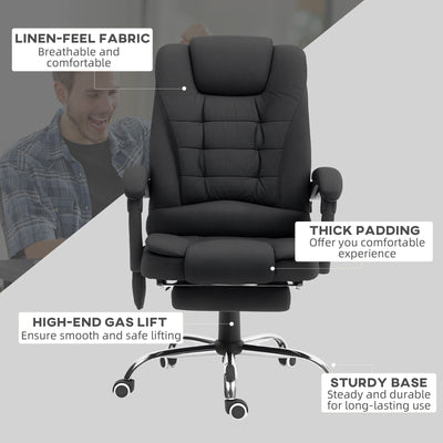 Vinsetto Heated 6 Points Vibration Massage Executive Office Chair Adjustable Swivel Ergonomic High Back Desk Chair Recliner with Footrest Full Black 