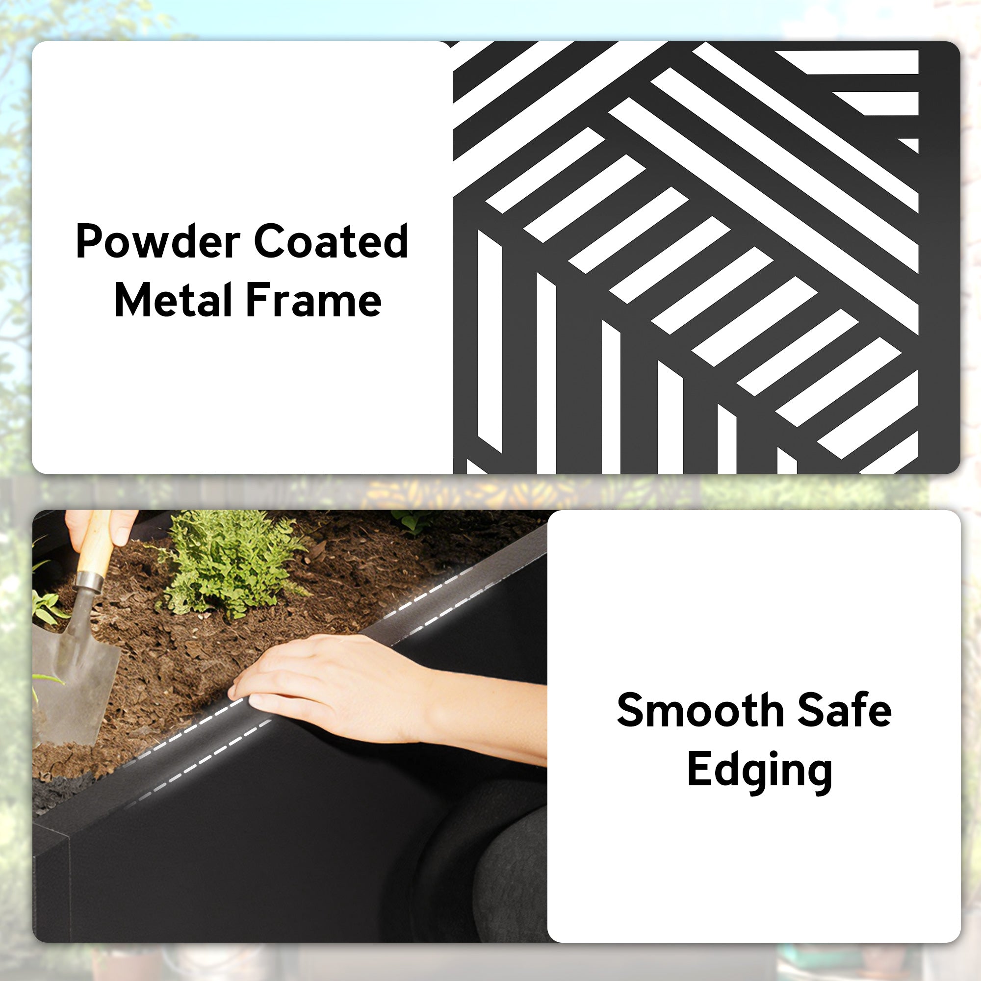 Outsunny Metal Garden Bed for Garden with Trellis, Raised Garden Bed with Privacy Screen, Geometric Slatted Cut-Out 