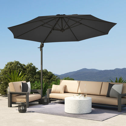 Outsunny 3 x 3(m) Cantilever Parasol with Cross Base, Garden Umbrella with 360° Rotation, Crank Handle and Tilt for Outdoor, Black 
