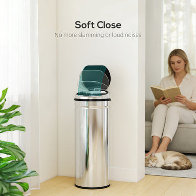 HOMCOM 50L Stainless Steel Sensor Bin - Silver Tone 