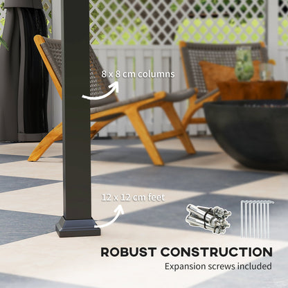 Outsunny 3 x 4m Hardtop Gazebo with Galvanised Steel Roof and Water Gutter, Waterproof Permanent Pavilion Garden Gazebo with Netting and Curtains for Patio, Deck 