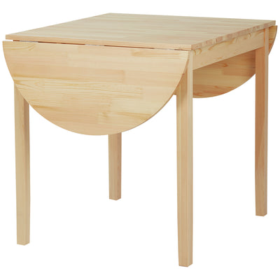 HOMCOM 4-6 Person Wooden Drop-Leaf Table - Natural Finish 