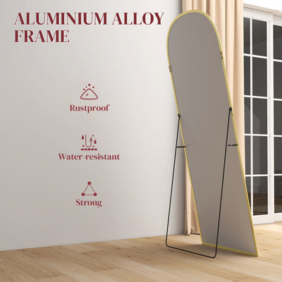 HOMCOM 165cm Aluminium Frame Standing Mirror - Gold 