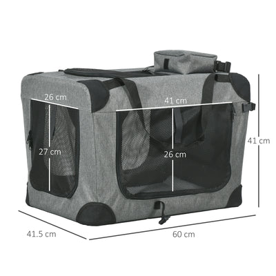 PawHut Oxford Fabric Folding Pet Carrier Bag Grey 