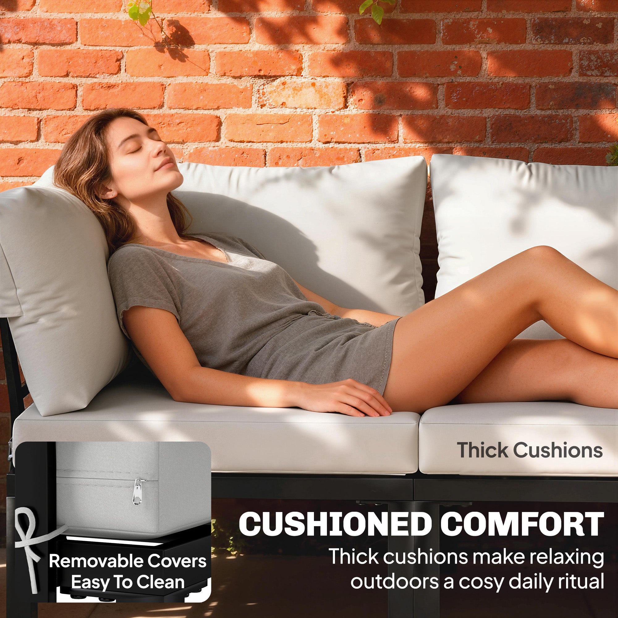 Outsunny Garden Furniture Set, 6 Piece Corner Sofa Set with Loveseat, Coffee Table, Sofa with Integrated Side Table 
