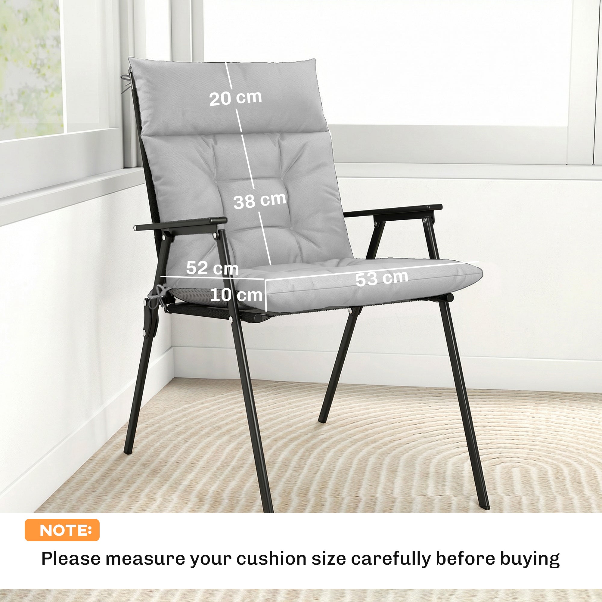 Outsunny Patio Chair Cushions Set of 4, Waterproof Non-Slip Lounge Chair Cushions, 112x53cm, Light Grey 