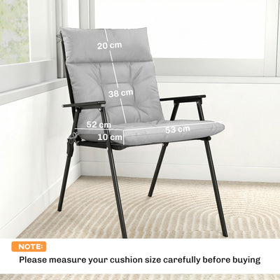 Outsunny Patio Chair Cushions Set of 4, Waterproof Non-Slip Lounge Chair Cushions, 112x53cm, Light Grey 