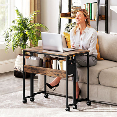 HOMCOM 80 cm Drop Leaf Writing Work Desk - Rustic Brown 