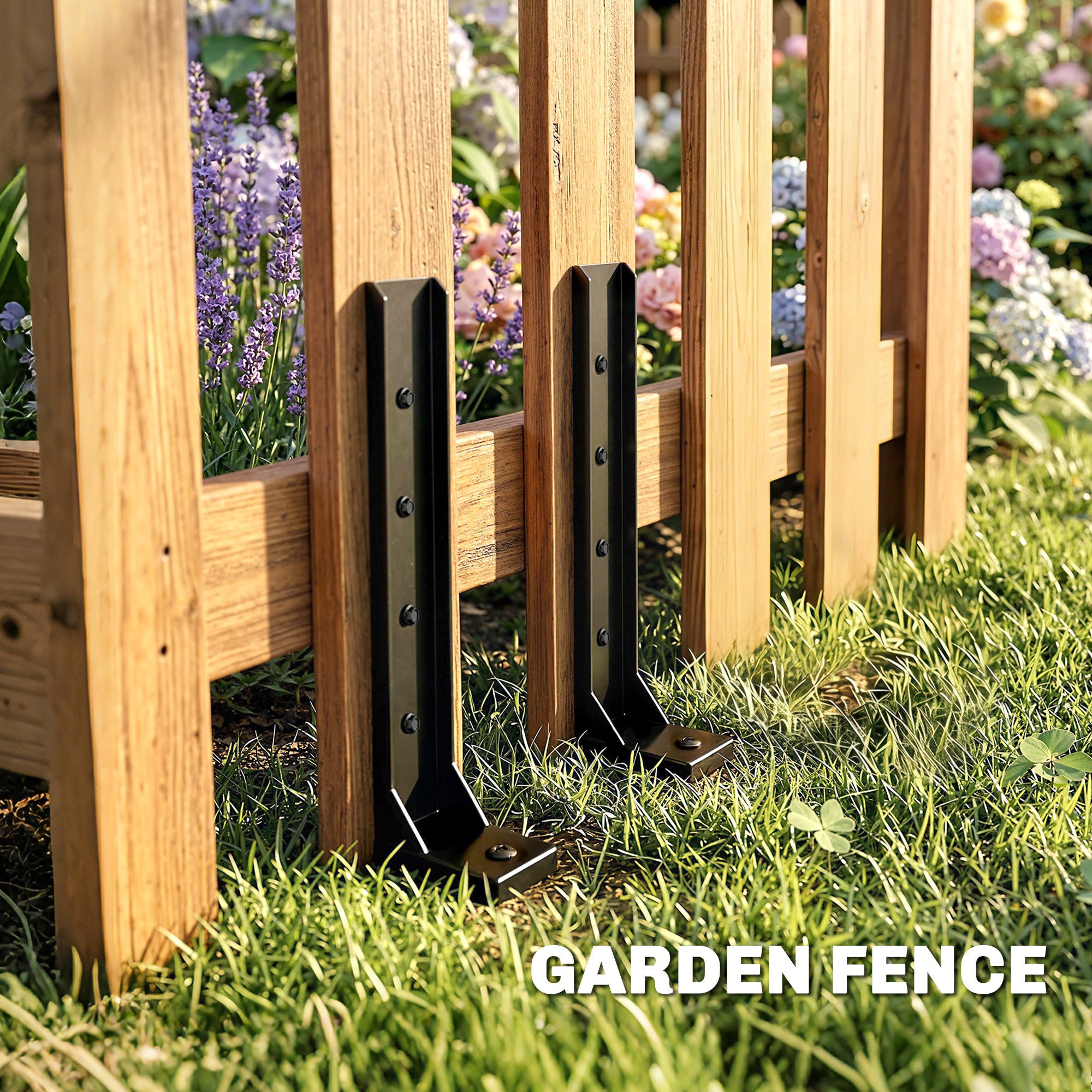 Outsunny 2 Pack Fence Post Repair Kit, 81 cm Metal Fence Post Support with Drill, Garden Ground Spikes for Broken Gate, Posts 
