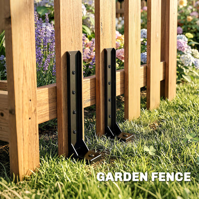 Outsunny 2 Pack Fence Post Repair Kit, 81 cm Metal Fence Post Support with Drill, Garden Ground Spikes for Broken Gate, Posts 